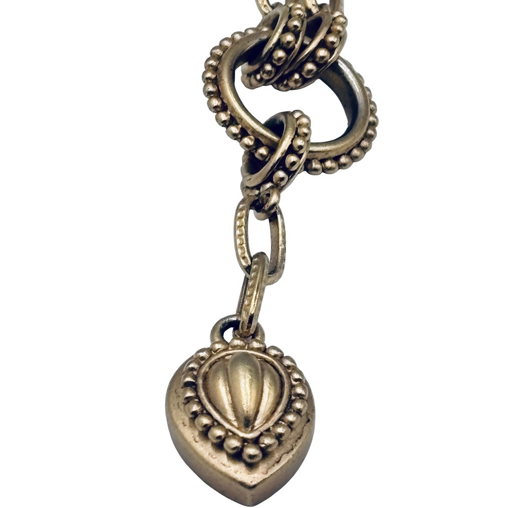 Oscar de la Renta Gold Tone Beaded Link‎ Teardrop Pendant Necklace Adjustable